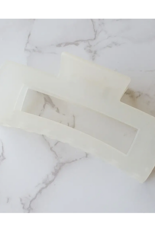 Ice Semi Transparent Long Square Hair Clip-  Ivory