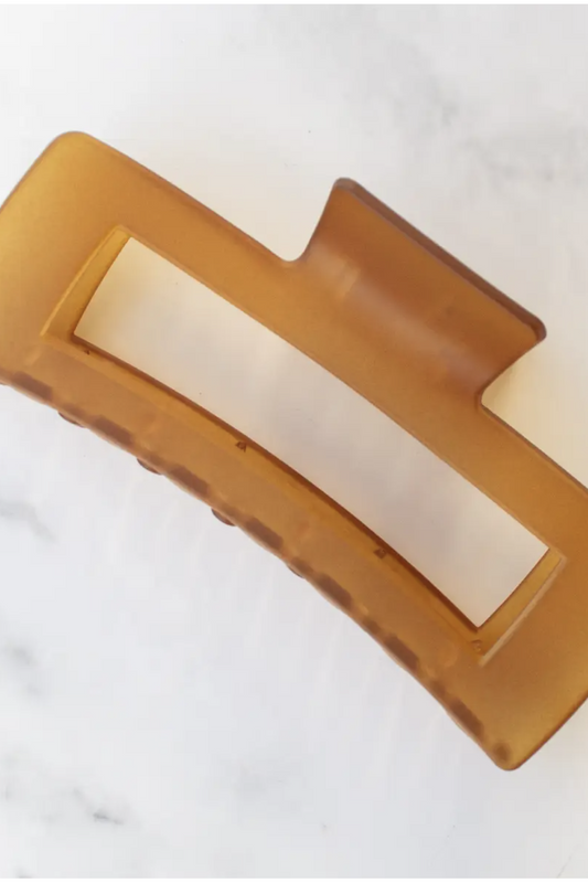 Jumbo Size Solid Long Square Hair Clip - Ice Brown