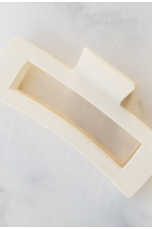 Tiepology - Jumbo Size Solid Long Square Hair Clip - Matte Ivory