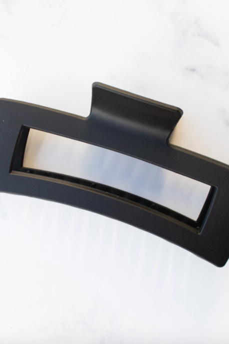 Jumbo Size Solid Long Square Hair Clip - Matte Black