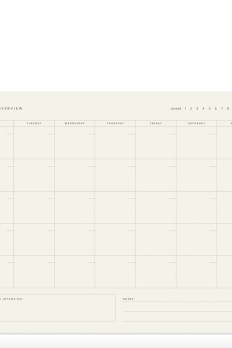 Monthly Overview Notepad