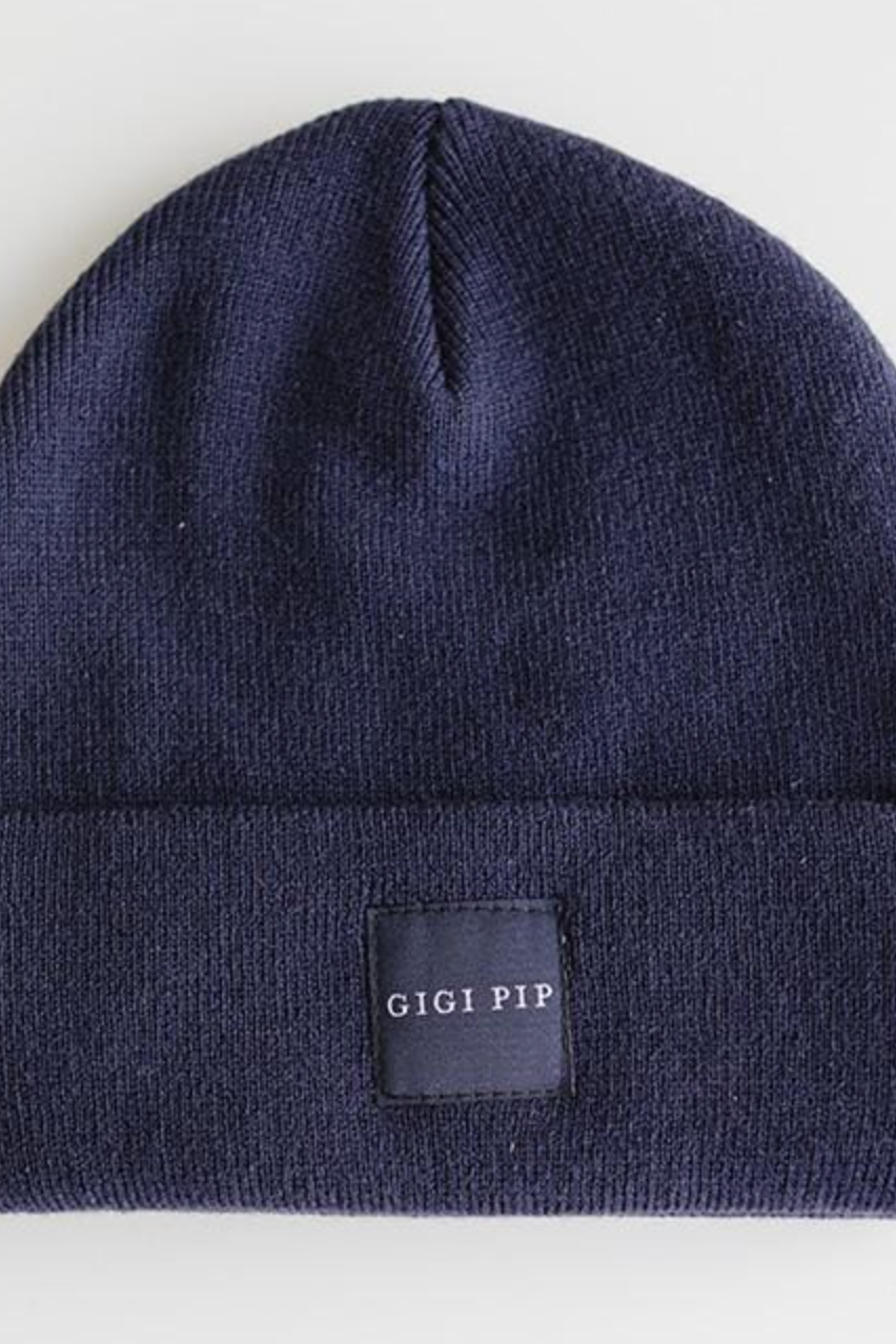 Gigi Pip Knit Beanie - Navy Blue