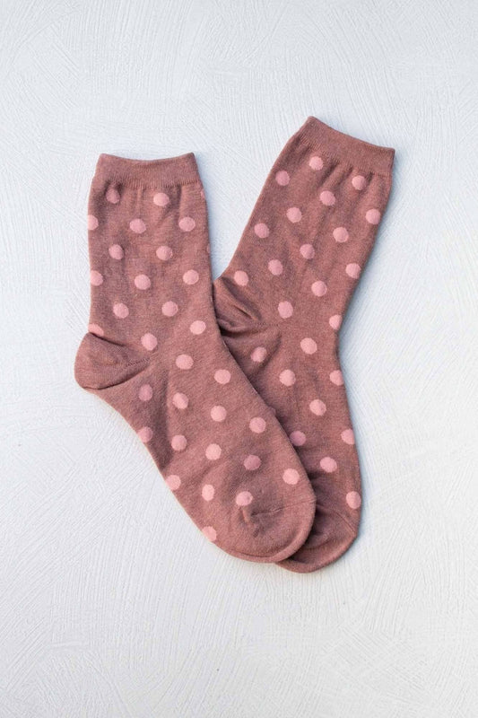 Polka Dots Casual Socks: Mauve