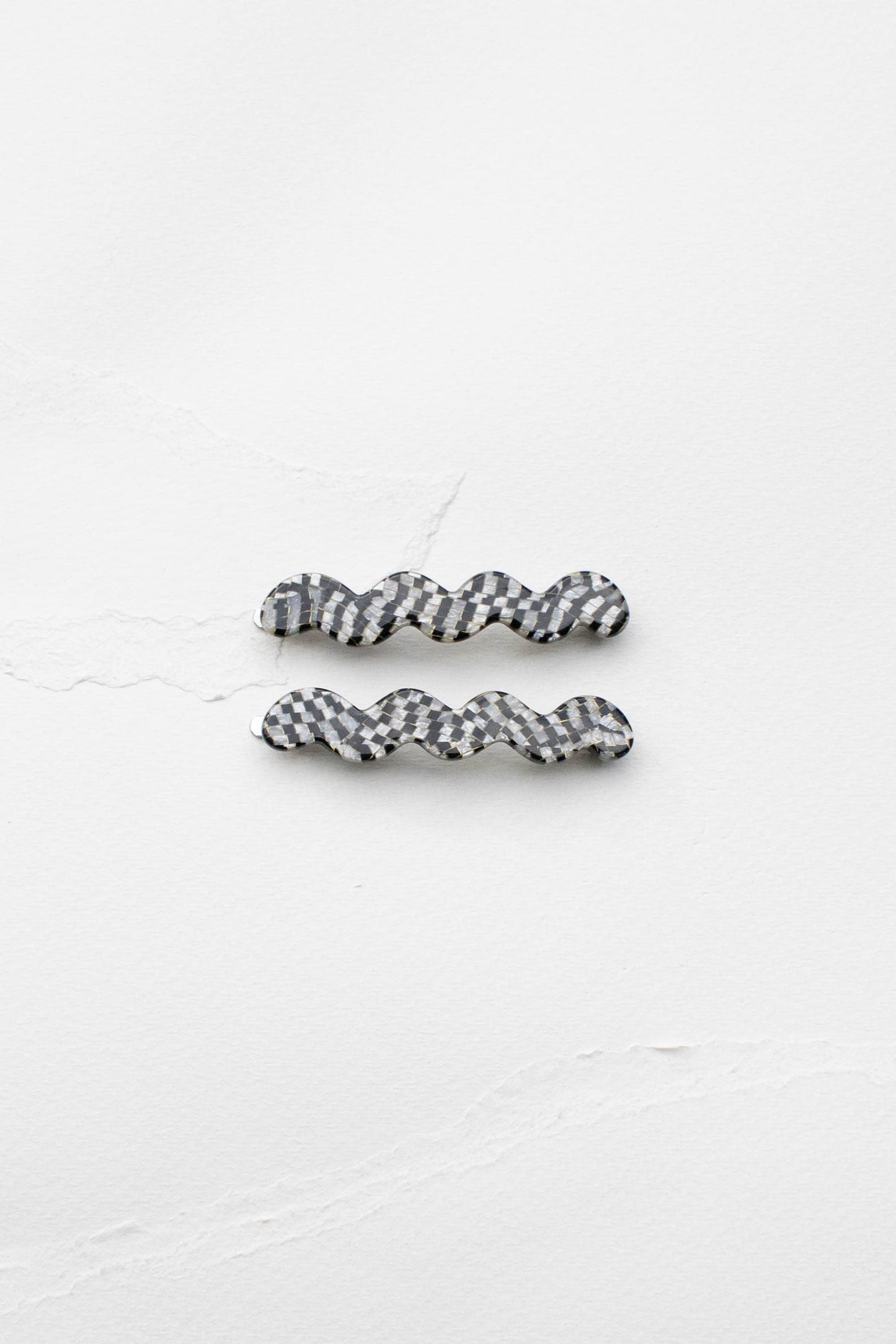 Eco Cloud Wave Slide Hair Pin Set: Checkerboard