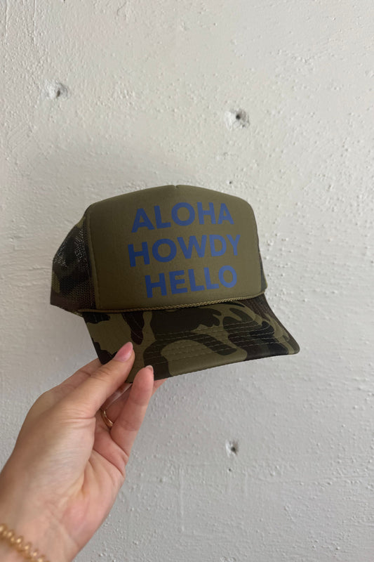 Custom Trucker - ALOHA - Camo & Blue