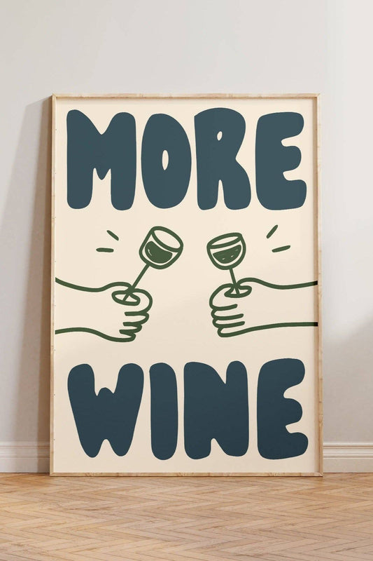 More Wine Print: Blue + Green / Unframed / A4