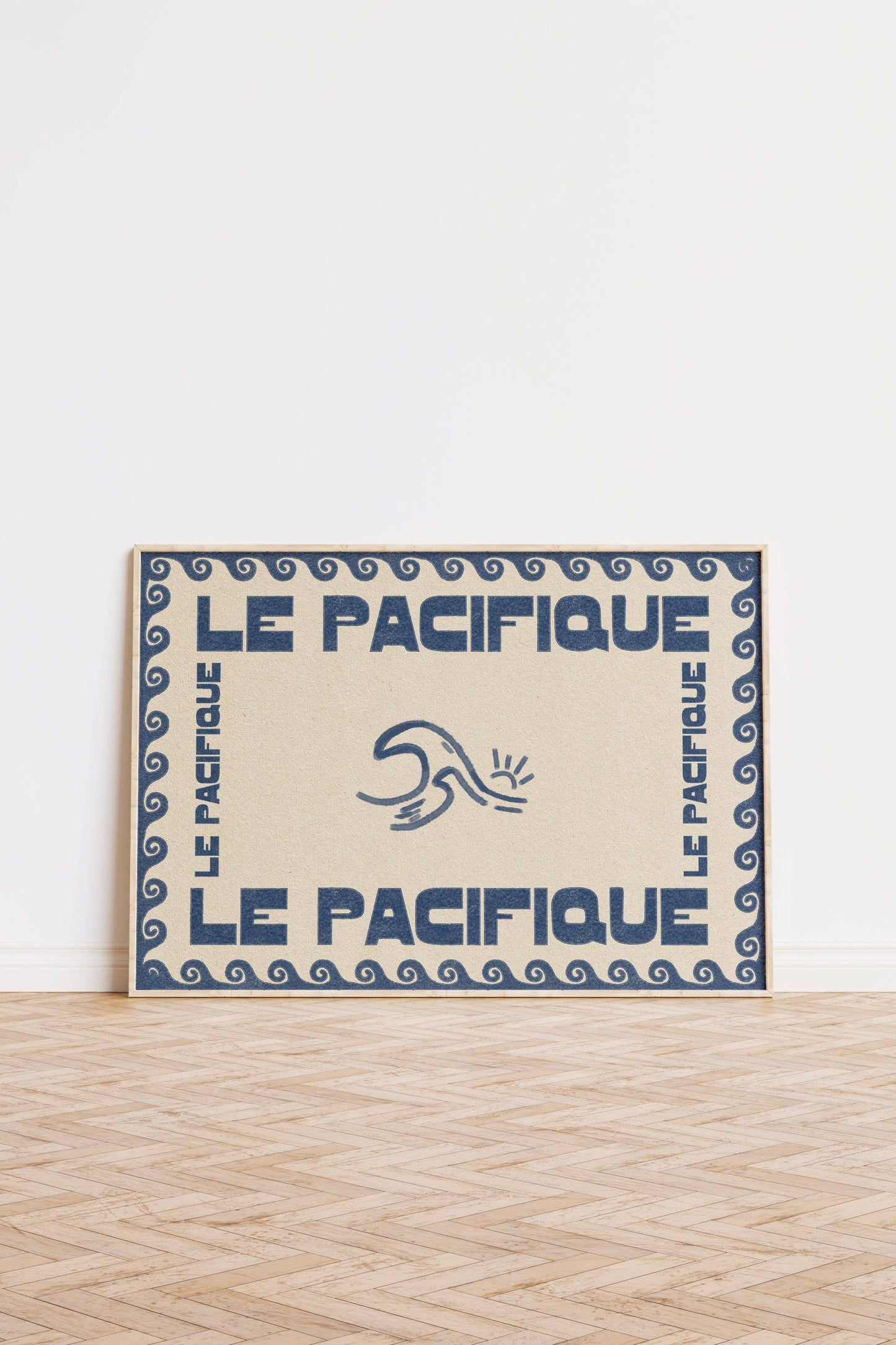 Le Pacifique Ocean Retro Print: Blue / Unframed / A3