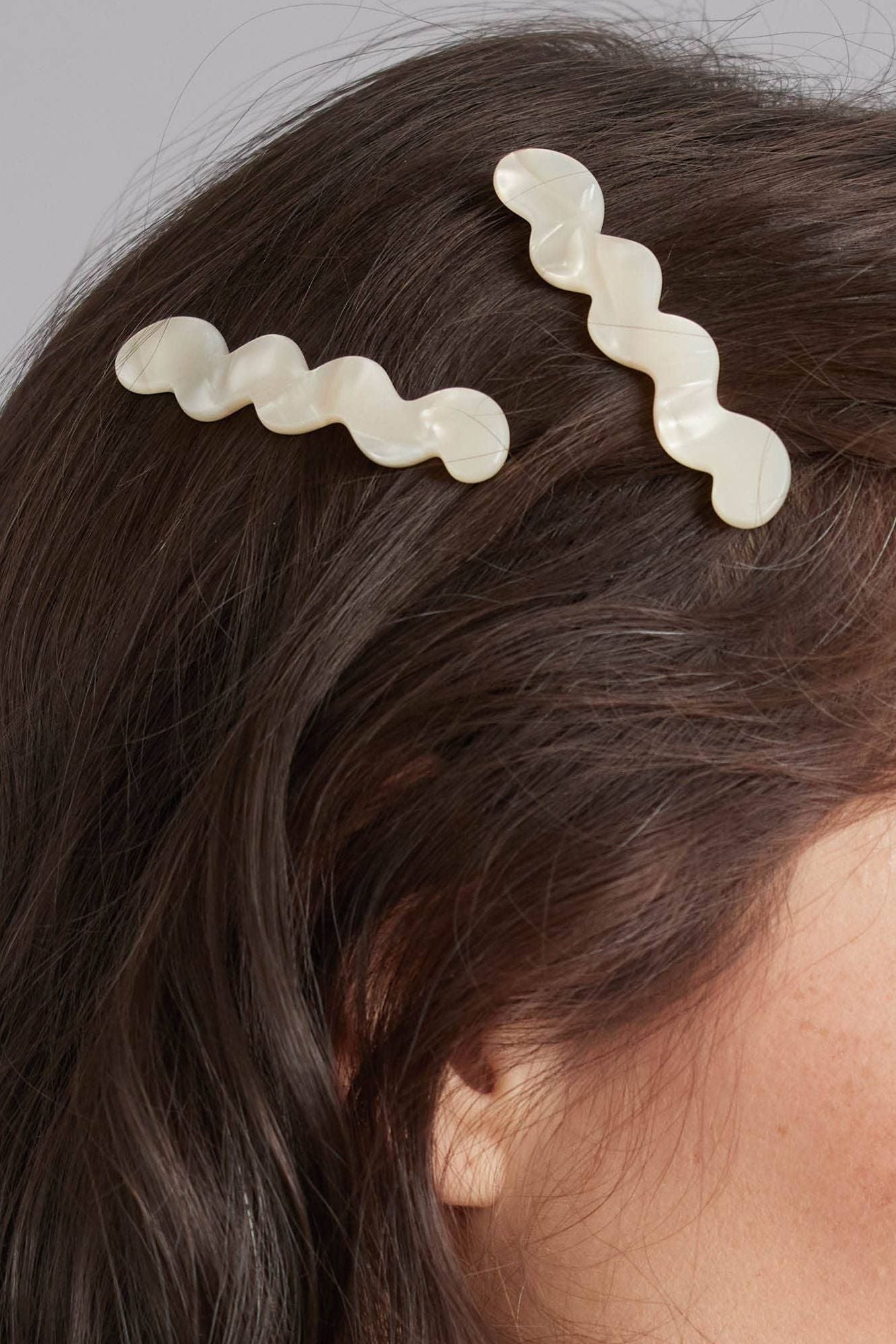 Eco Cloud Wave Slide Hair Pin Set: Olive Pearl