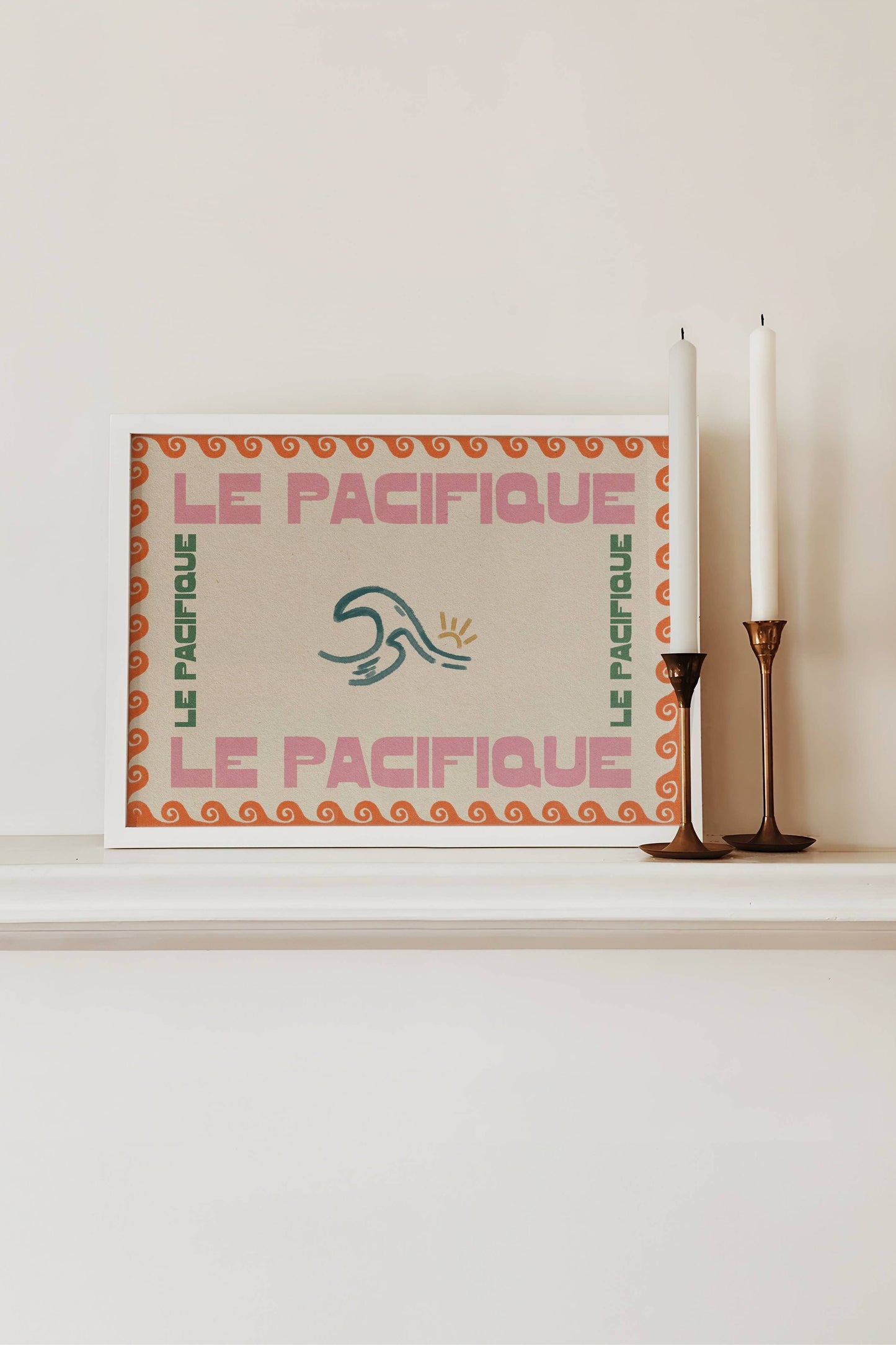 Le Pacifique Ocean Retro Print: Blue / Unframed / A3