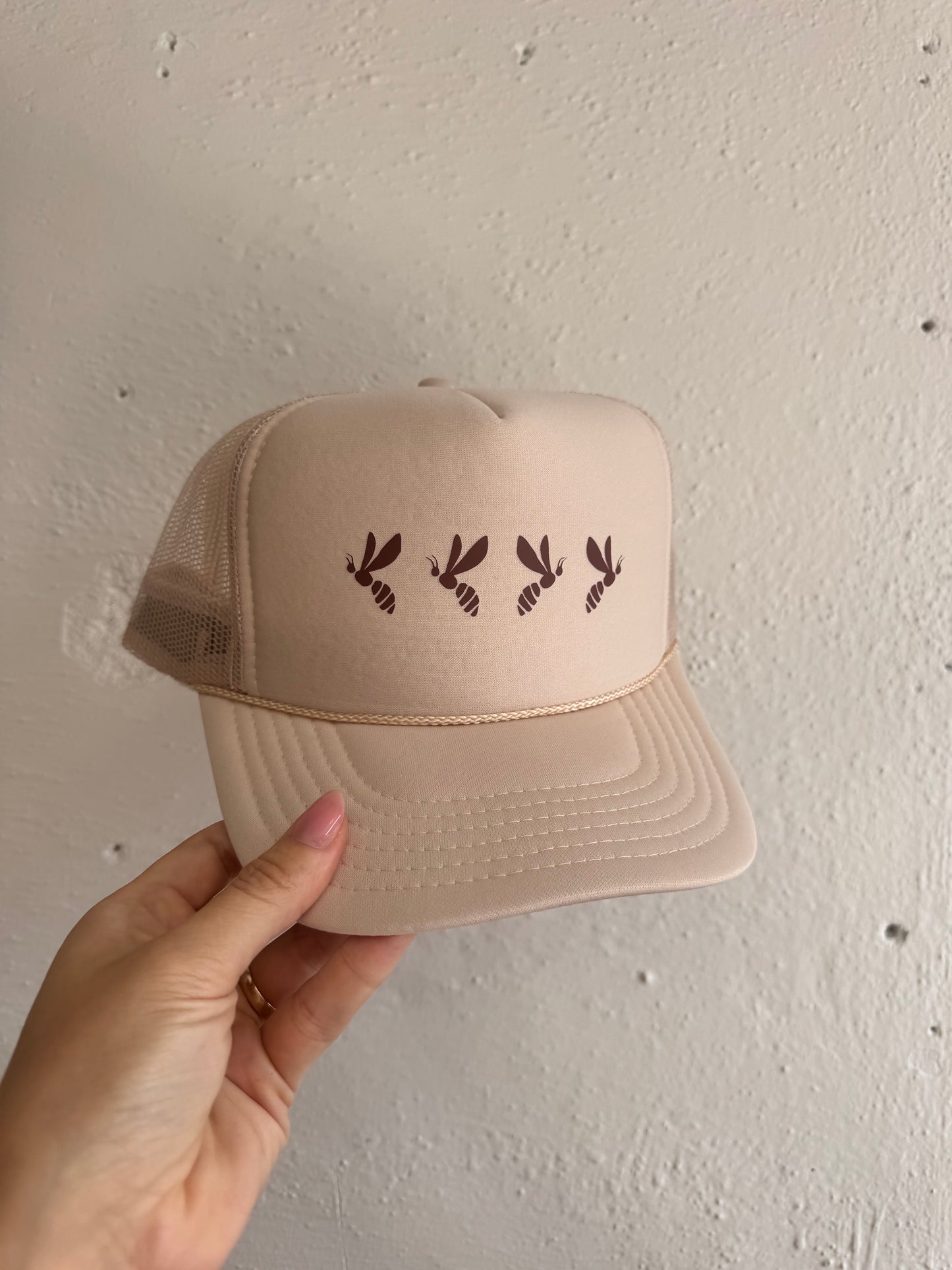 Custom Trucker - Bees - Tan & Brown