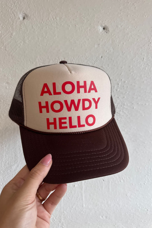 Custom Trucker - ALOHA - Tan/Brown & Red