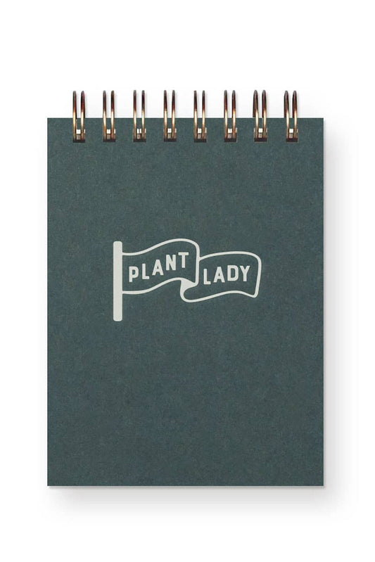 Plant Lady Flag Mini Jotter Notebook: Forest Green Cover | White Ink