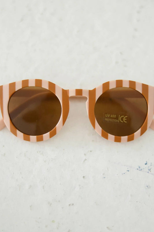 Striped Sunglasses: Brown/Pink