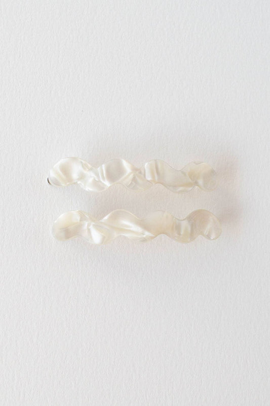 Eco Cloud Wave Slide Hair Pin Set: Cream Cheese