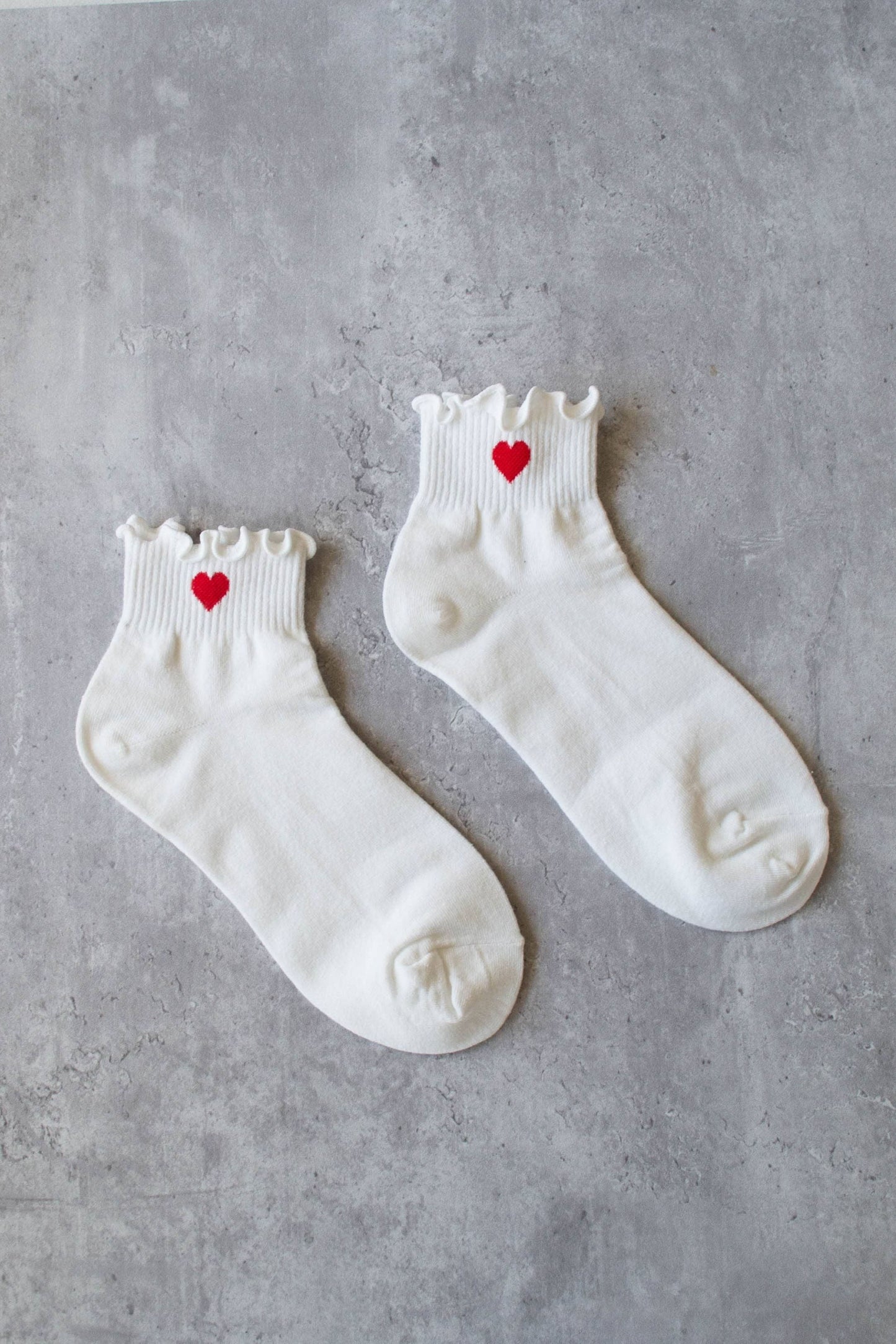 Ivory Red Heart Socks