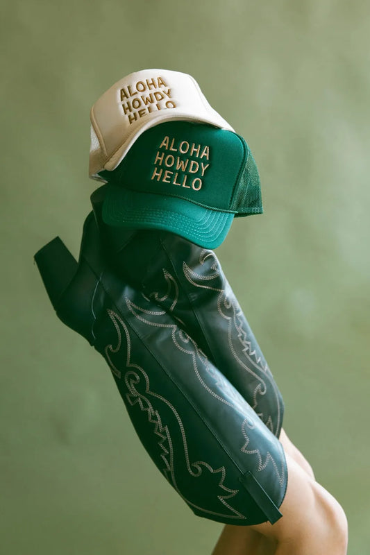 Aloha, Howdy, Hello Trucker Hat |Green|