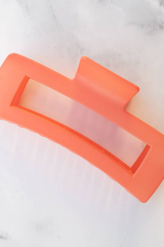 Jumbo Size 5 Inch Solid Long Square  Hair Clip: Ice Coral