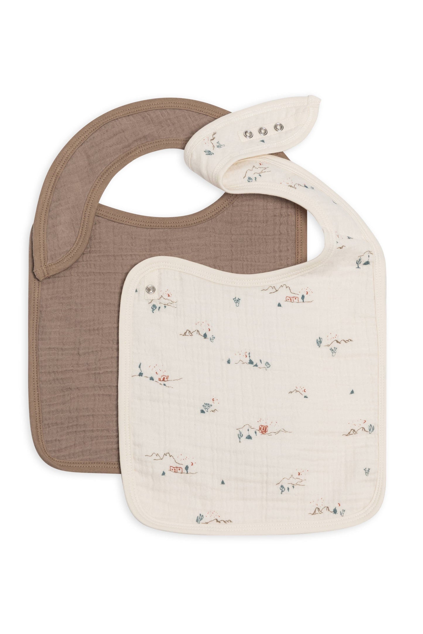 Organic 2-Pack Muslin Bibs - Desert + Taupe