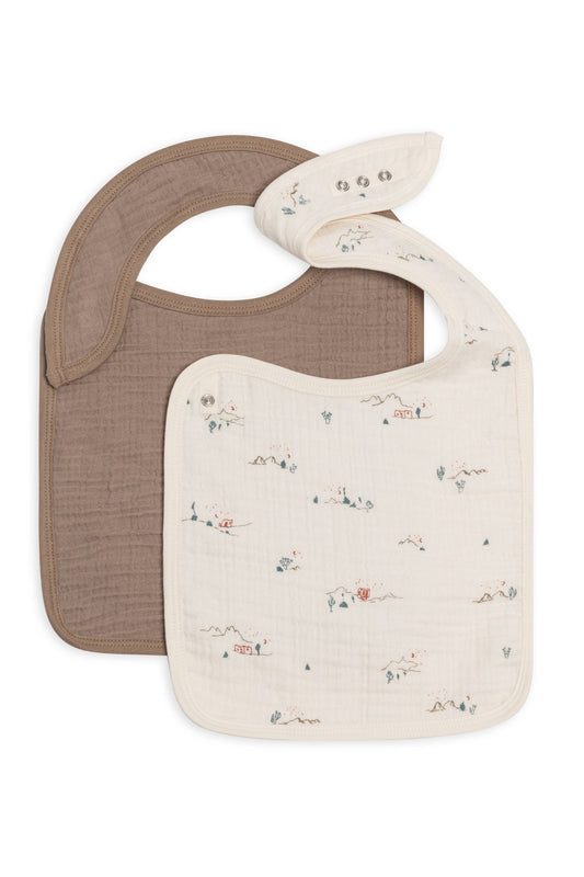 Organic 2-Pack Muslin Bibs - Desert + Taupe