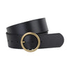 MW Wide Brass-Toned Ring Buckle Leather Belt