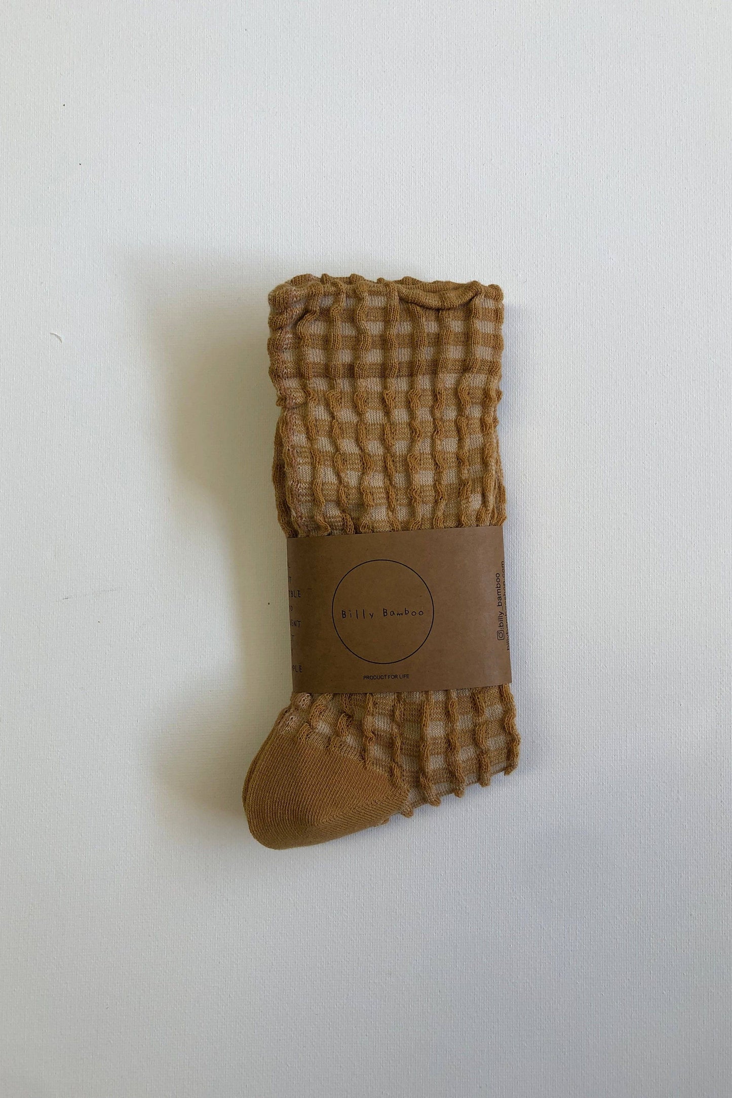 GINGHAM WAFFLE SOCKS - neutral: Brown