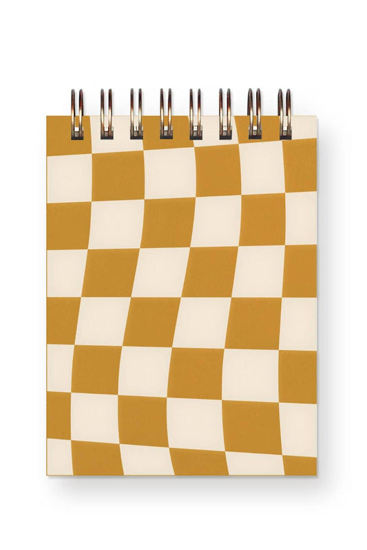 Checkerboard Mini Jotter Notebook: Saffron Cover | White Ink