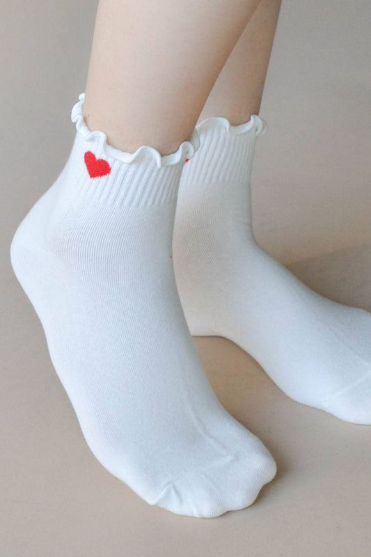 Ivory Red Heart Socks