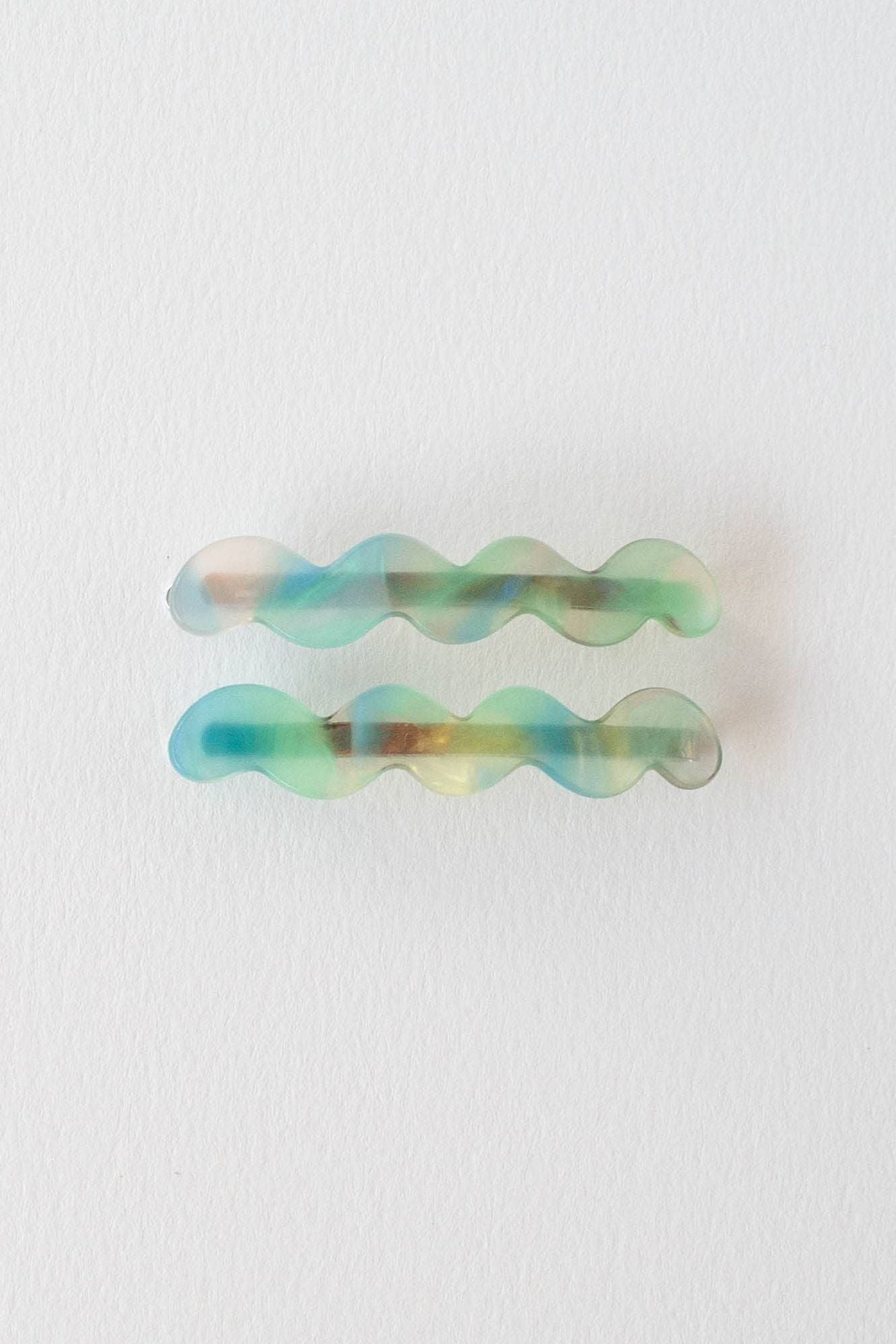 Eco Cloud Wave Slide Hair Pin Set: Checkerboard