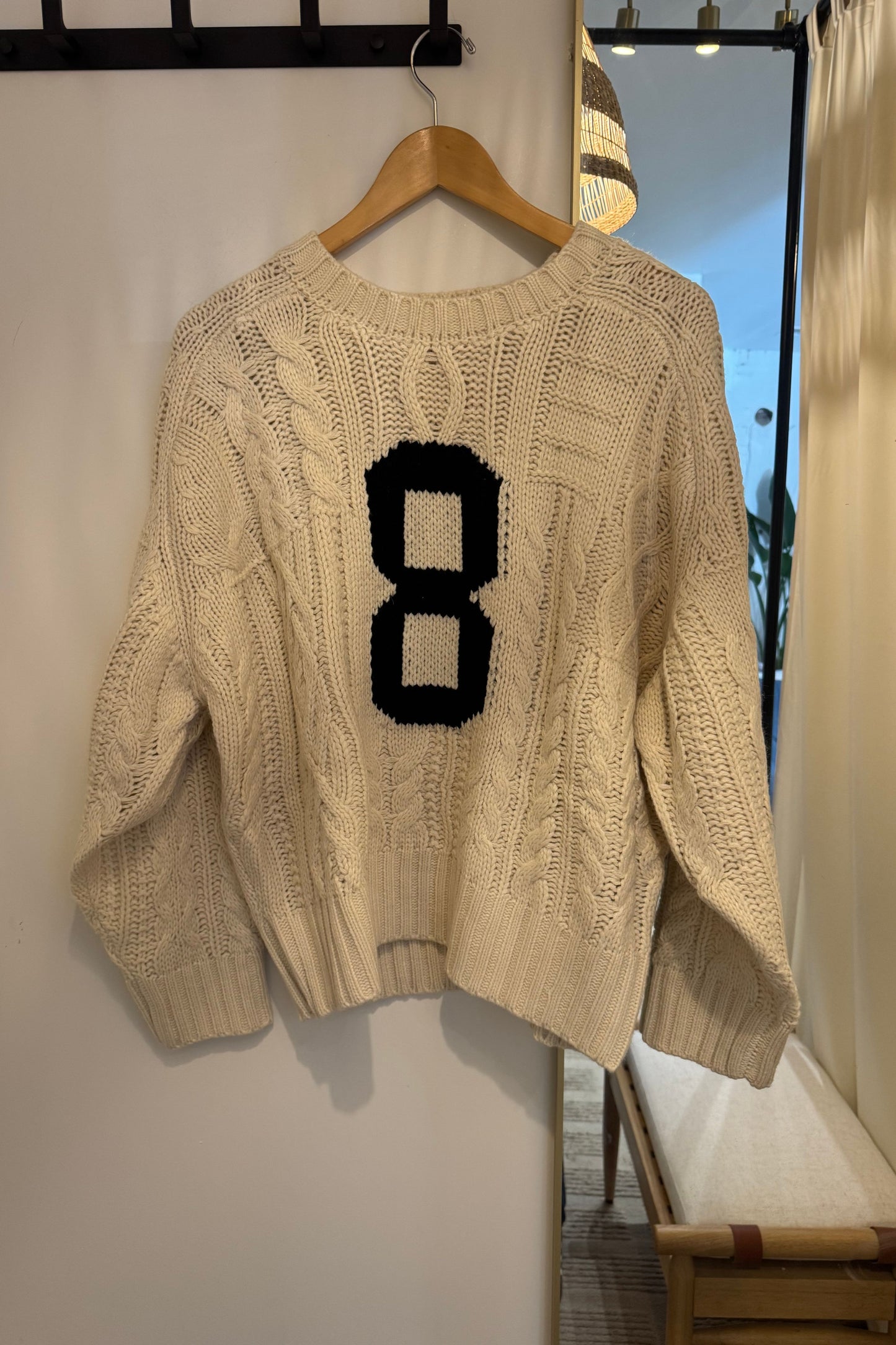 Varsity Cable Knit Sweater