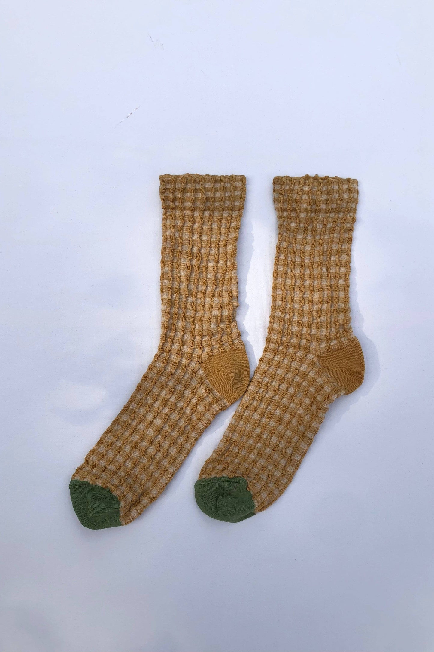 GINGHAM WAFFLE SOCKS - neutral: Blue