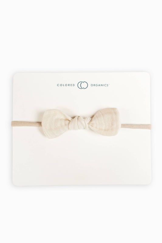 Organic Baby Dainty Bow Headband - Natural