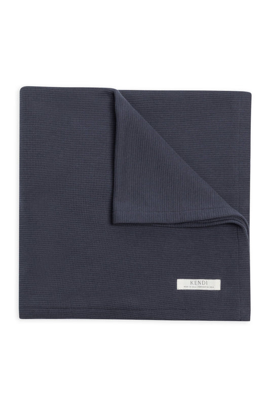 Organic Cotton Waffle Baby Blanket  - Navy