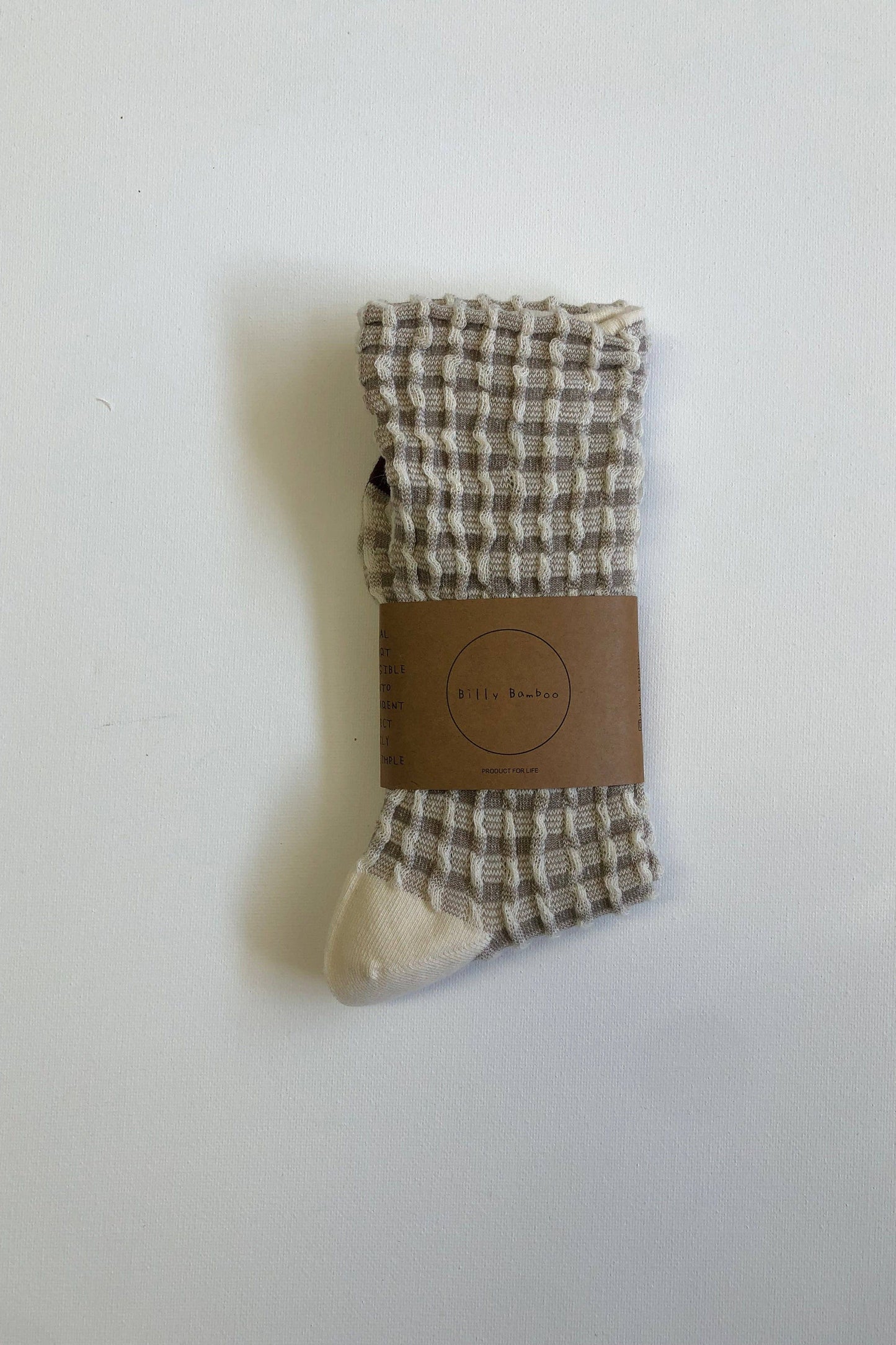 GINGHAM WAFFLE SOCKS - neutral: Brown