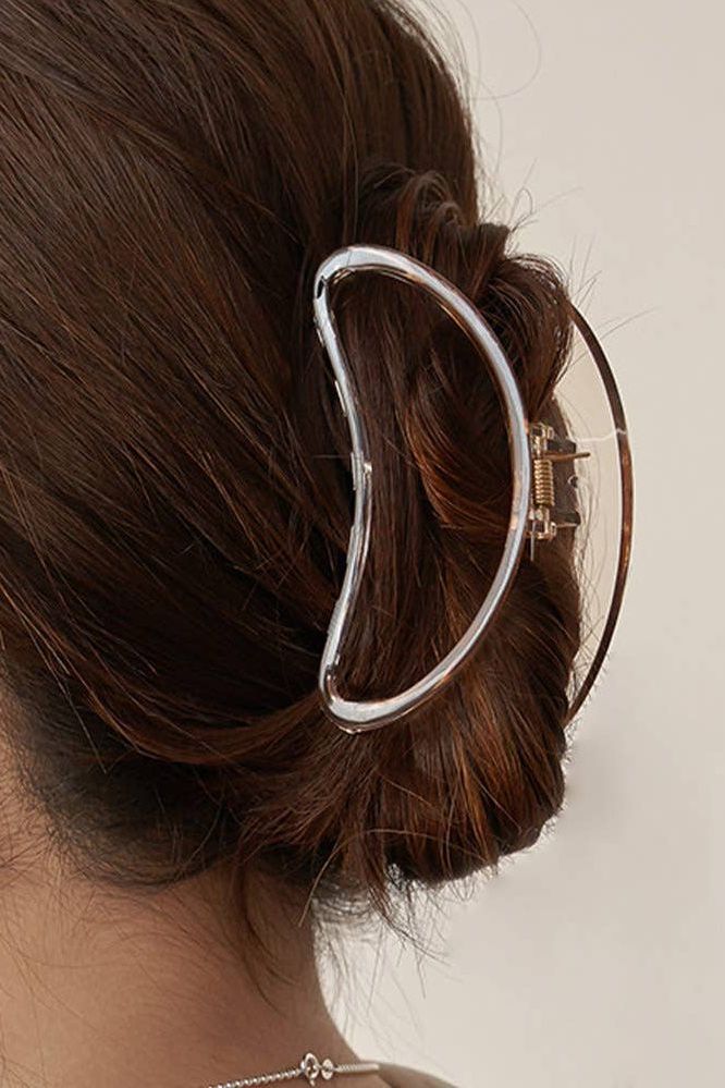 Glossy Bean Hair Clip: Clear Brown