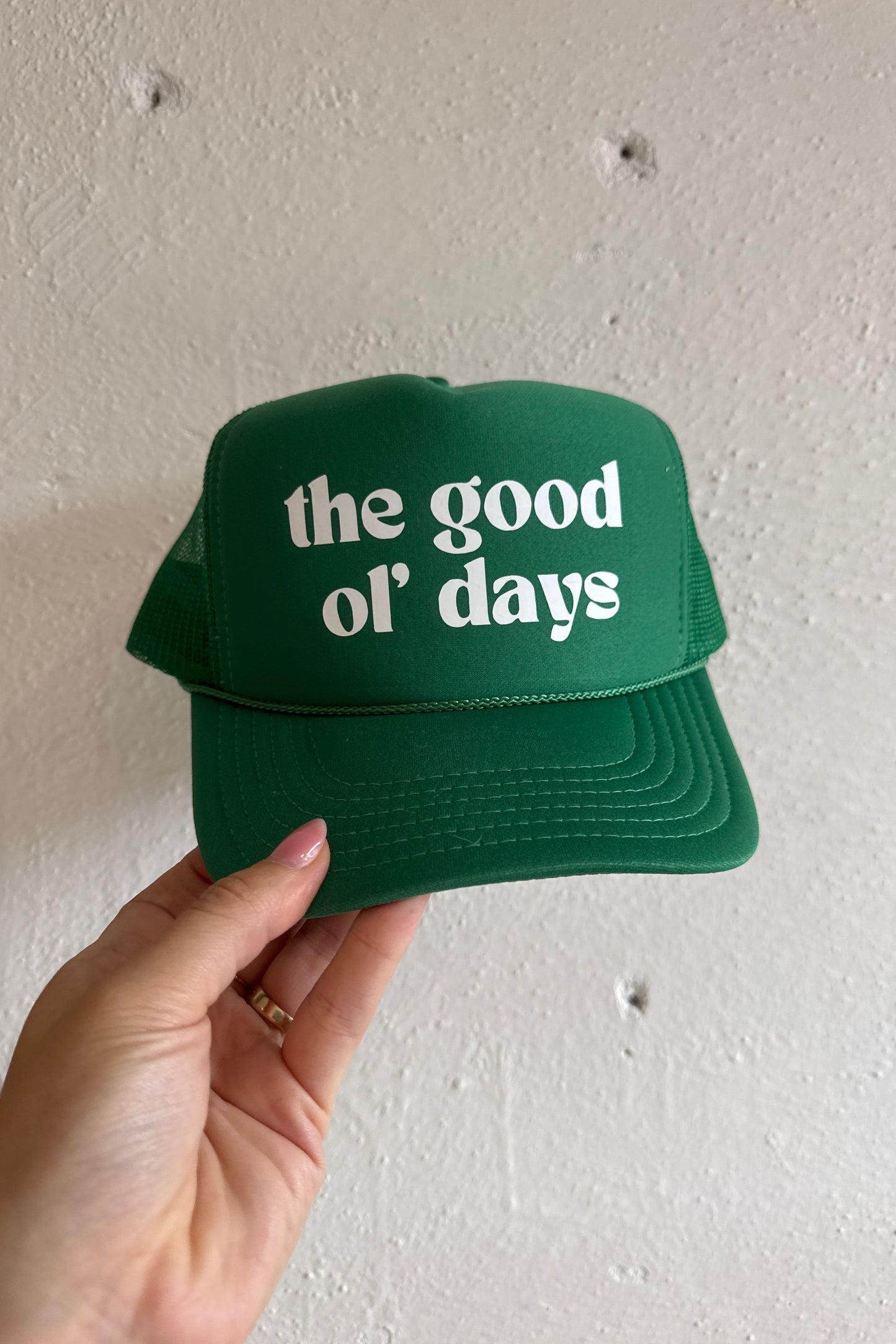 Custom Trucker - THE GOOD OL' DAYS - Kelly Green & White