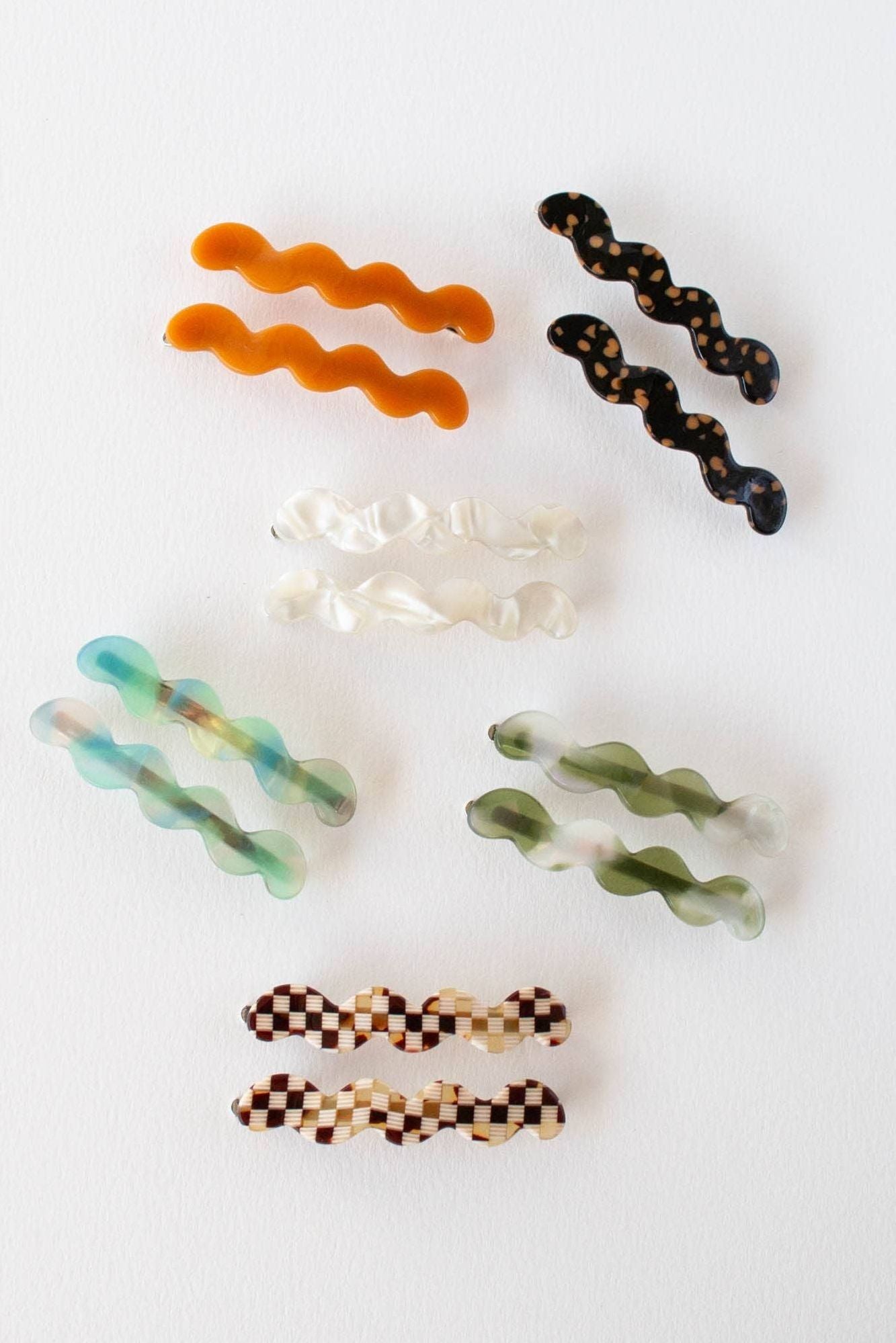 Eco Cloud Wave Slide Hair Pin Set: Checkerboard