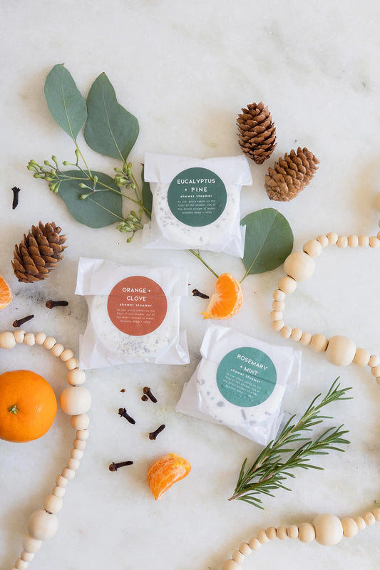 Holiday Shower Steamers - Natural Aromatherapy Tablets Orange + Clove