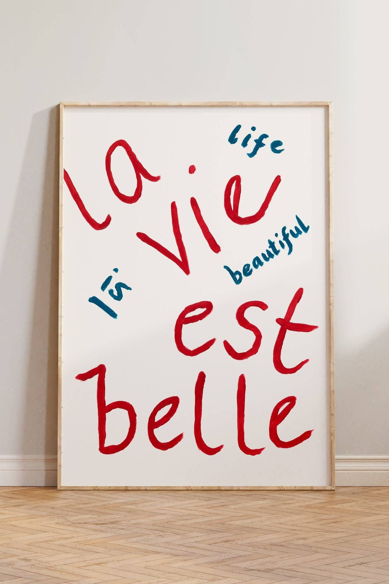 La Vie Est Belle Hand Painted Print: Unframed / A3