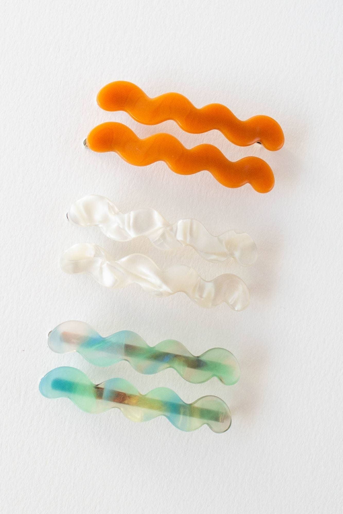 Eco Cloud Wave Slide Hair Pin Set: Checkerboard