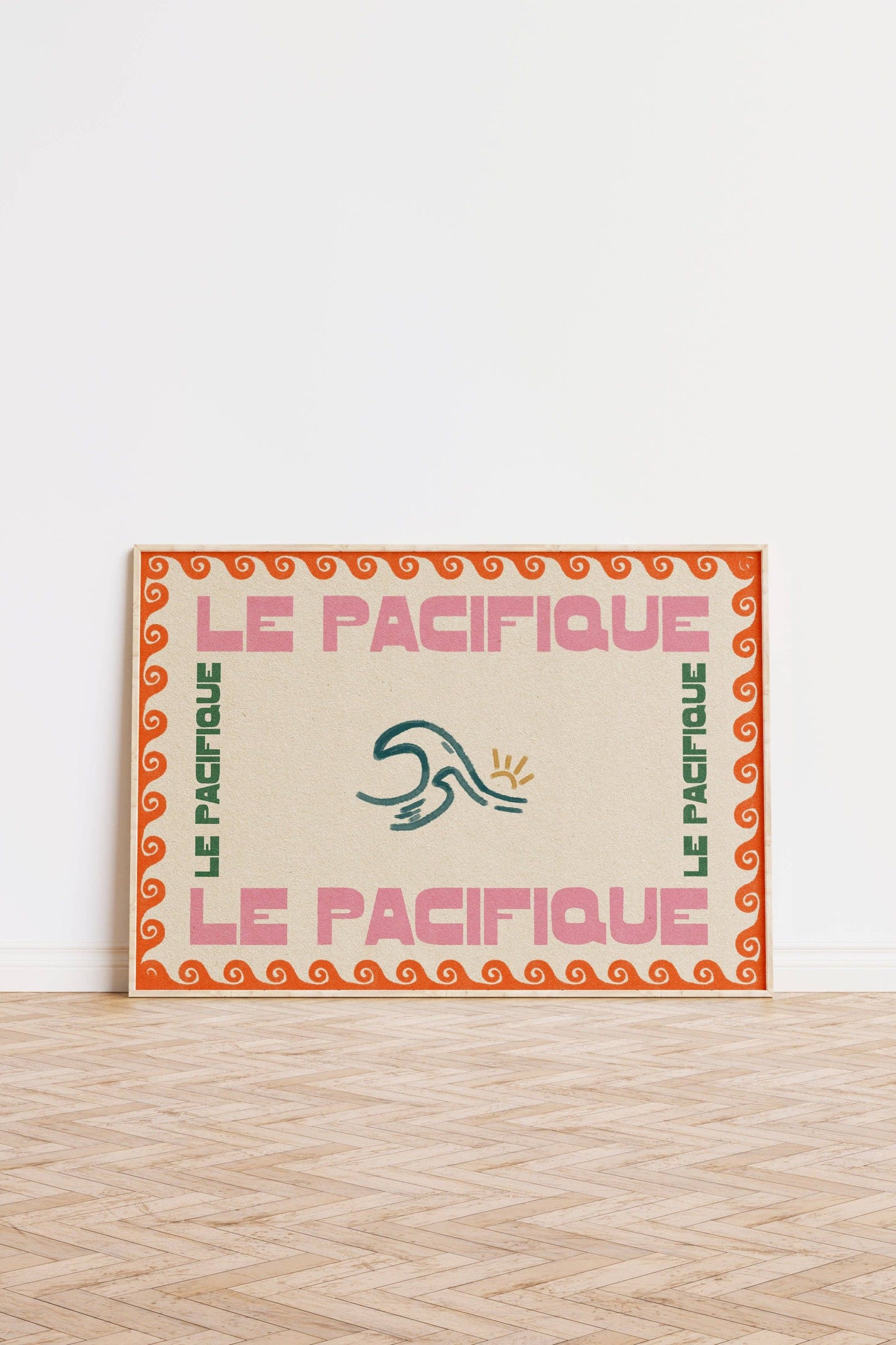 Le Pacifique Ocean Retro Print: Blue / Unframed / A3