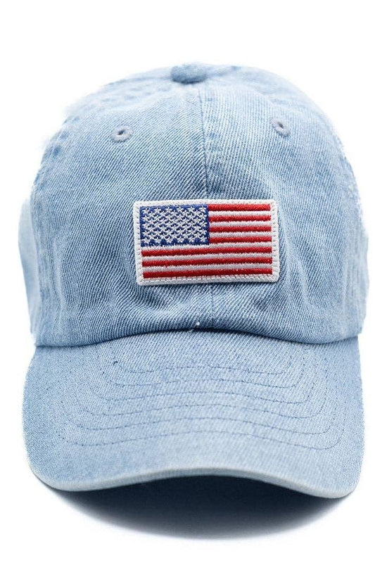 4th of July Denim Flag Baseball Hat: Child (5Y-10Y)