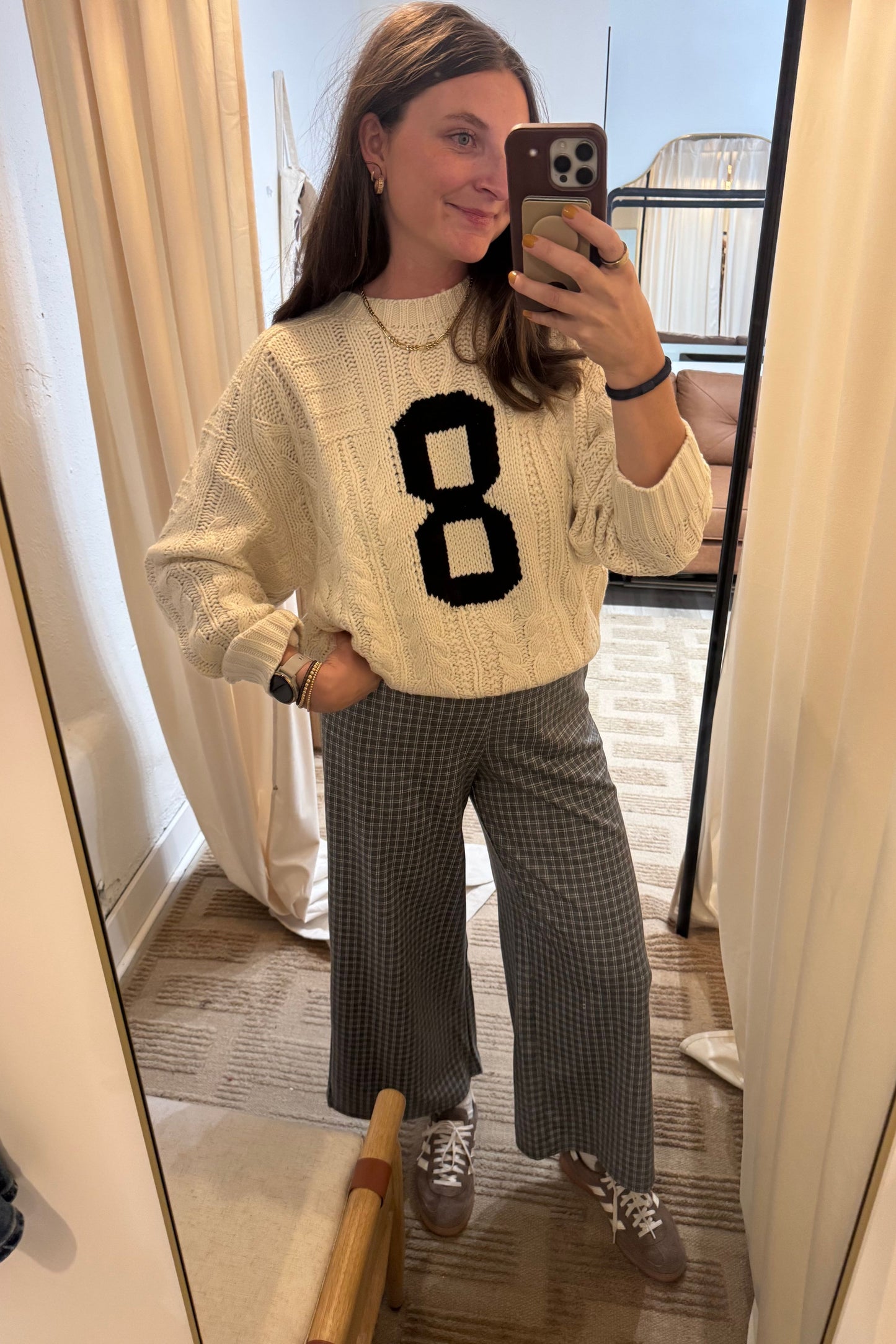 Varsity Cable Knit Sweater