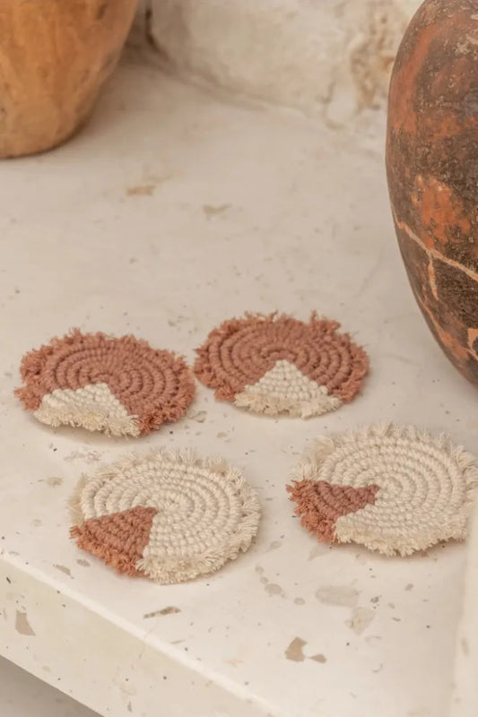 Terracotta Patterned Coasters Set of 4