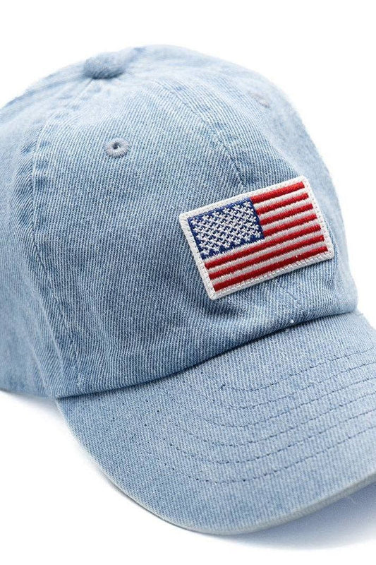 4th of July Denim Flag Baseball Hat: Child (5Y-10Y)
