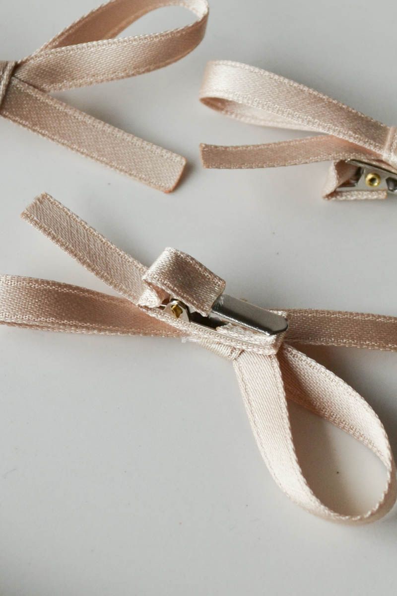 Satin Hair Ribbon Trio Set Beige