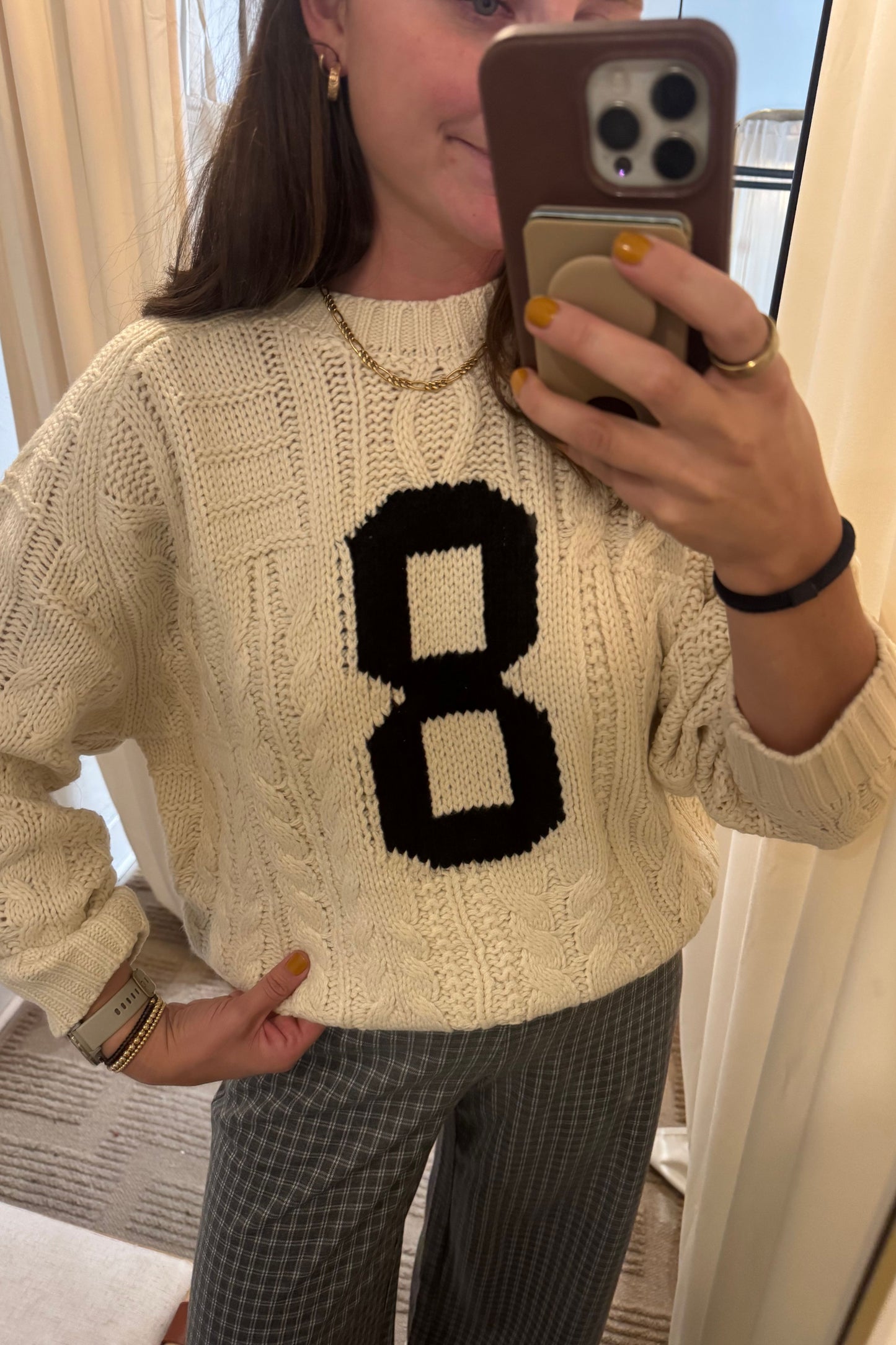 Varsity Cable Knit Sweater