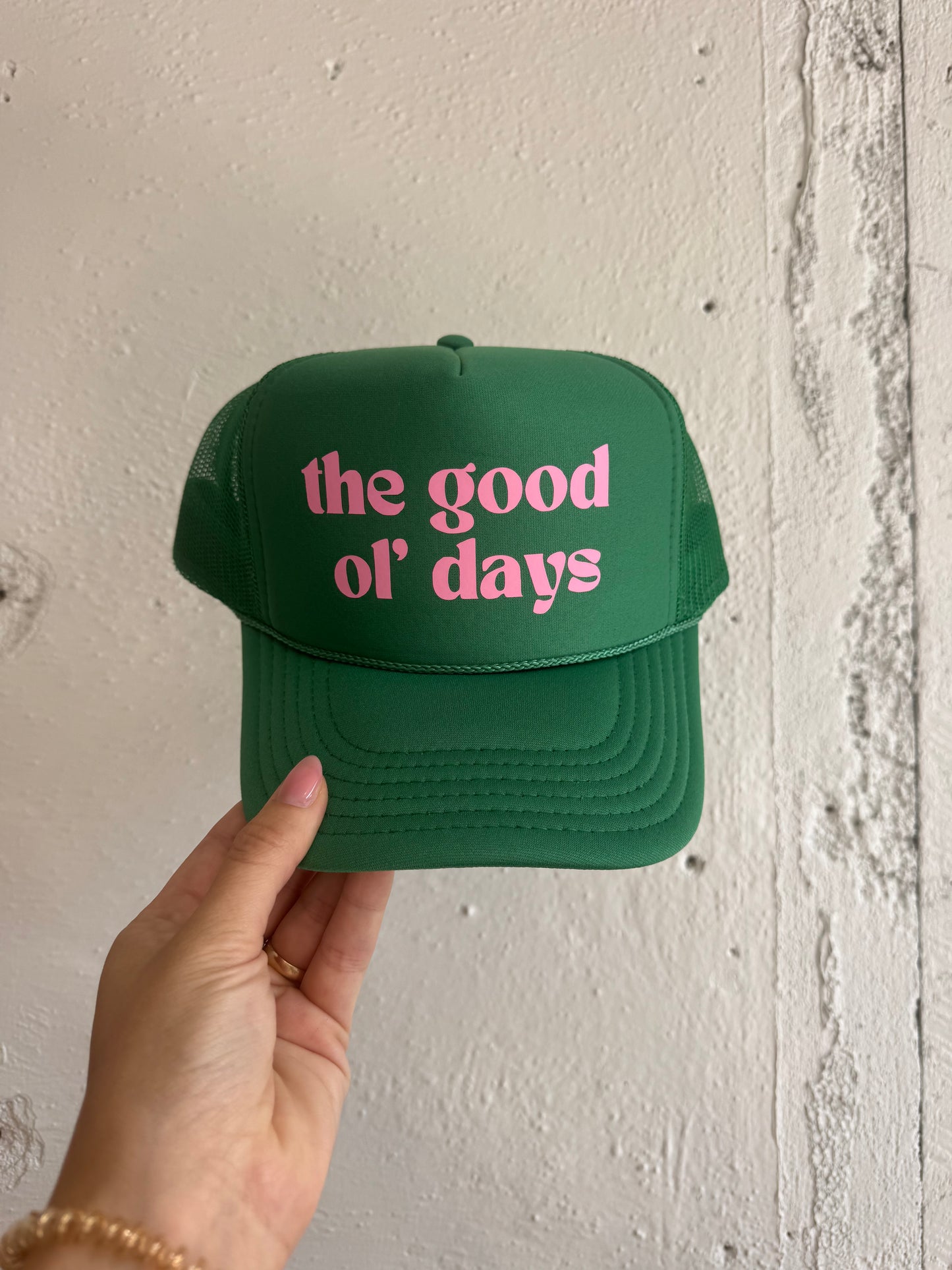 Custom Trucker - Good Ol’ Days - Kelly Green & Light Pink