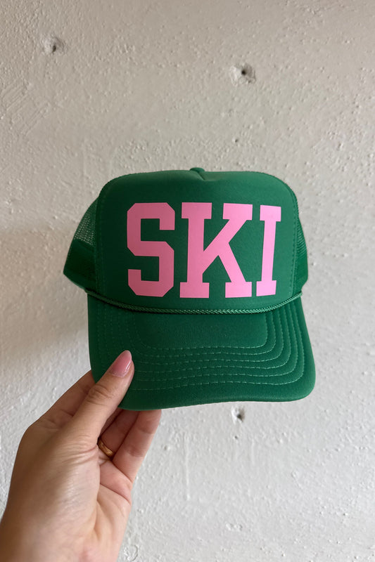 Custom Trucker - SKI - Kelly Green & Pink