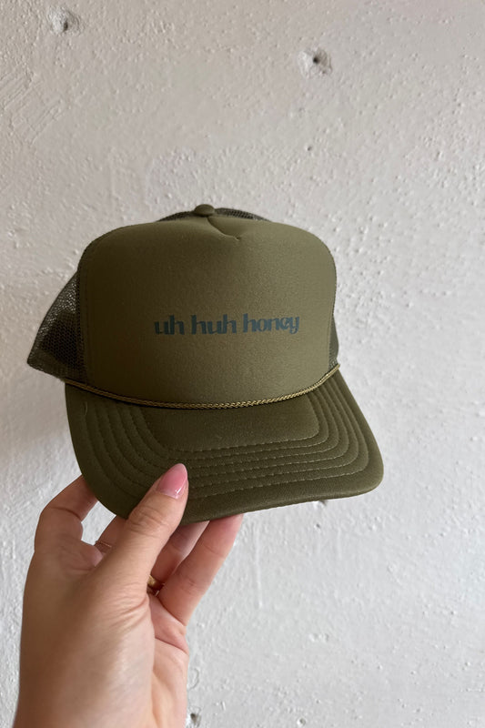 Custom Trucker - Uh Huh Honey - Olive Green & Dark Green