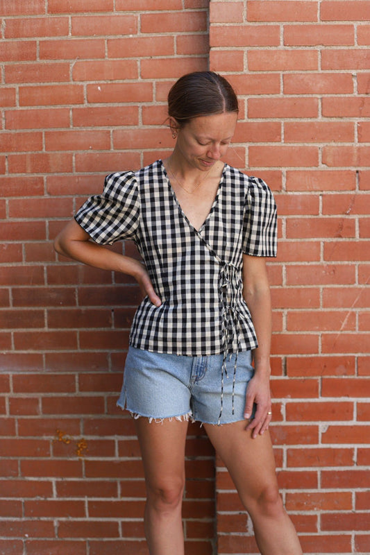 The Bridget Top | Gingham Tie Front Blouse